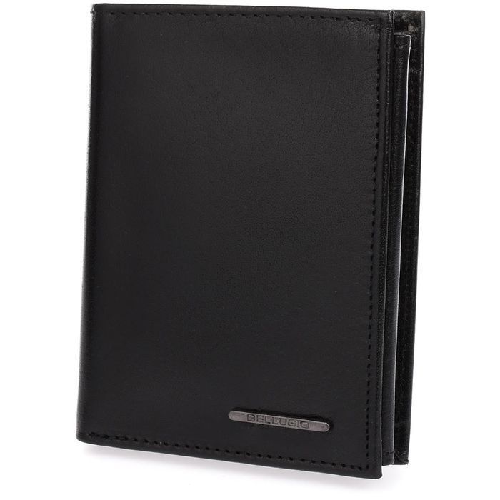 Skórzany portfel męski Bellugio czarny prosty uniwersalny klasyczny