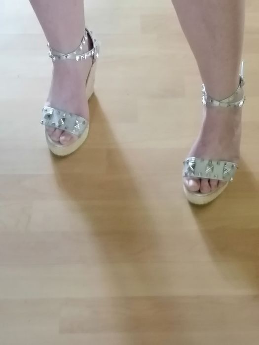 Sandałki espadyle srebrne wkładka 24cm