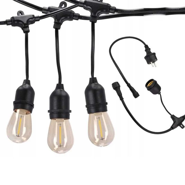 Girlanda ogrodowa solarna LEDLIGHT  lampki ogrodowe żarówki E27  20m