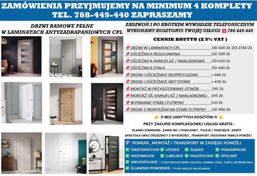 OBUDOWA STARYCH FUTRYN (Bez Wyrywania) Drzwi wew. + Oś. Nakładkowa !