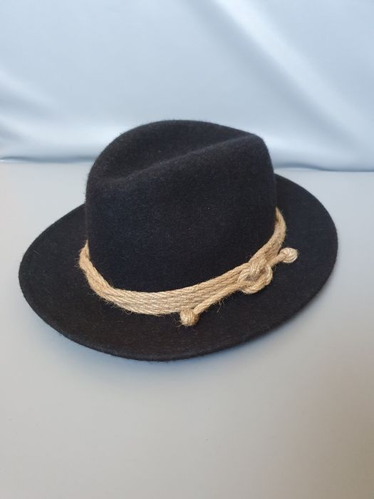Wełniany kapelusz Murtalerhut r. 57 | Black Western Vintage kowboy horse czarny fedora