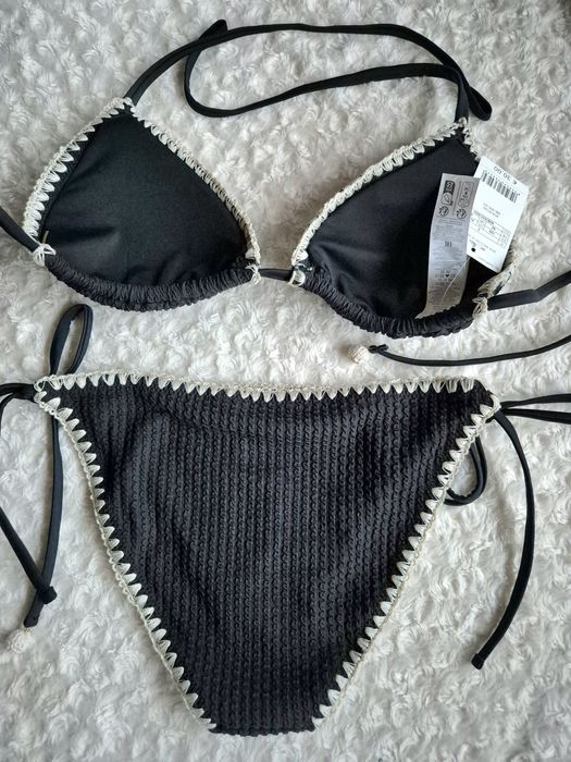 Calzedonia L 90B/85C/80D bicolor 3d czarny boho viral bestseller