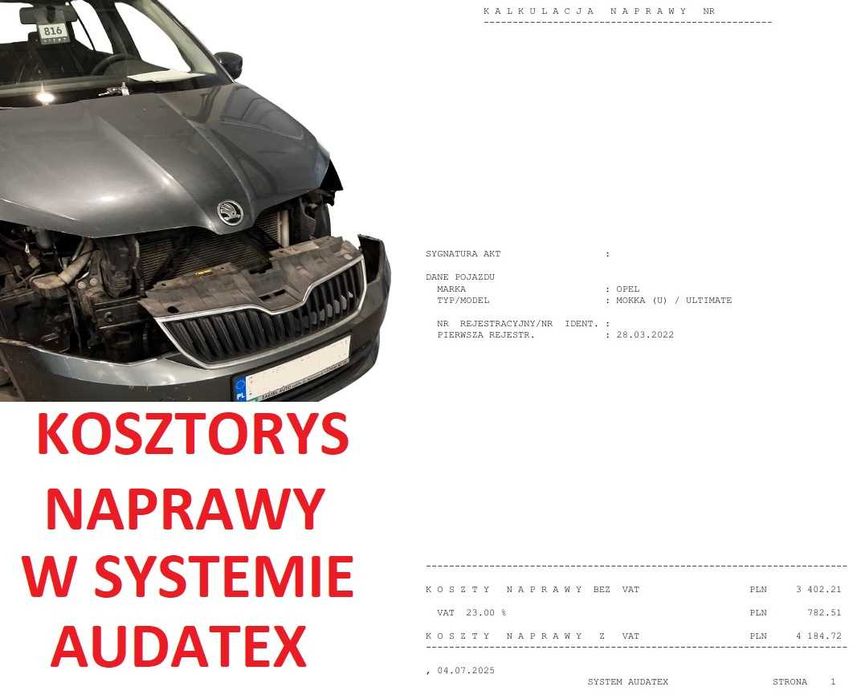 Kosztorys naprawy pojazdu w systemie Audatex - zaniżone odszkodowanie