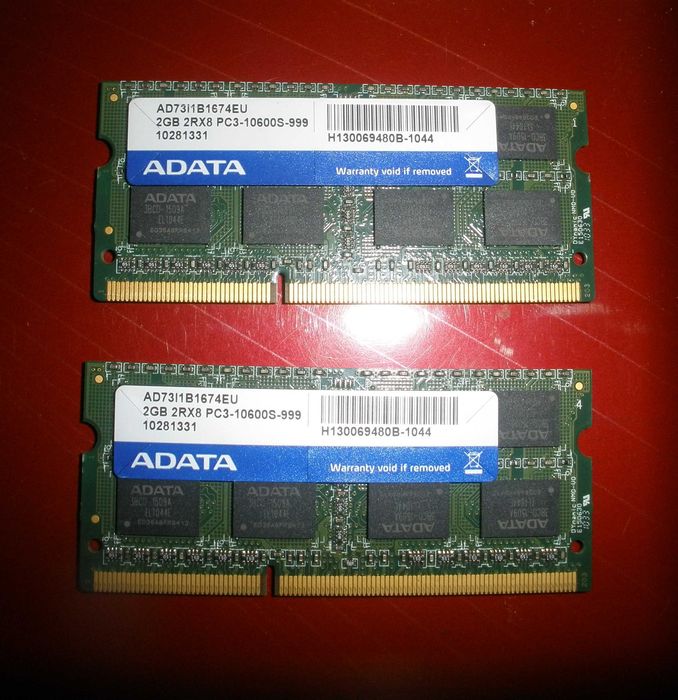 DDR3 ADATA 2GB 2Rx8 PC3-10600S-999 2 szt