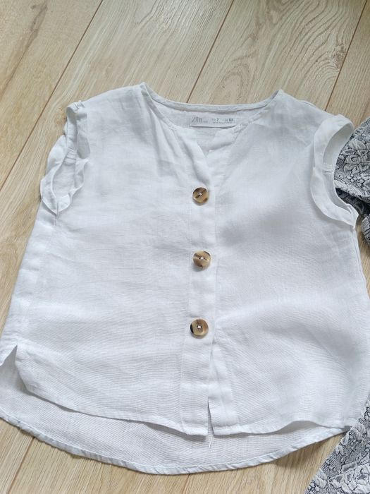 Lniana biała bluzeczka + sukienka