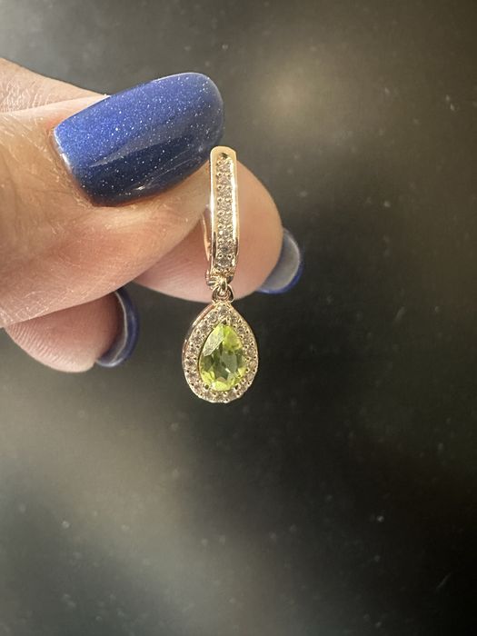 Сережки 2.64 з хризолітом 0.9ct  і підвіс (0,79г) золото 585 проба