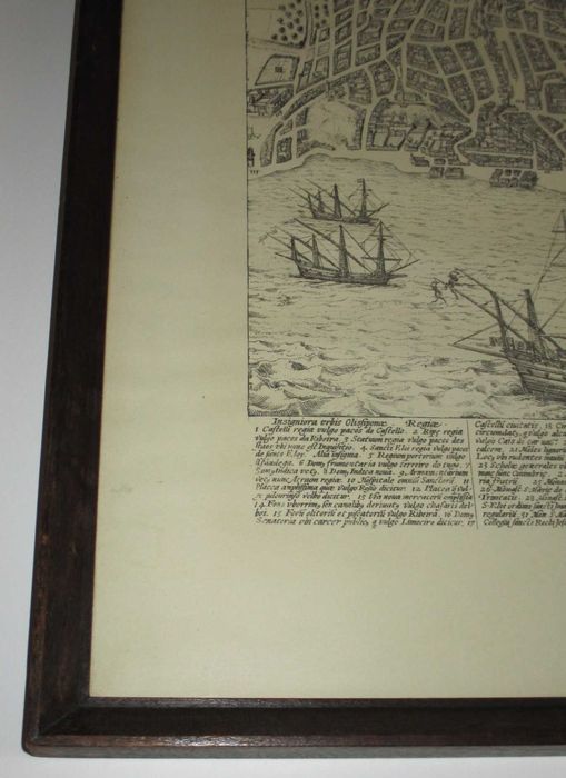 Gravura Olissippo Georgio Braunio Agrippinate com moldura