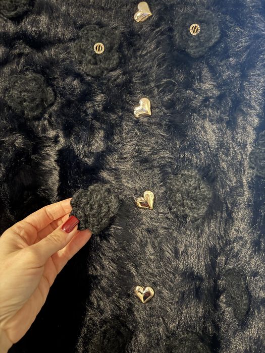 Sweter na guziki nowy alpaka rozpinany naszywki włosie rozmiar uni