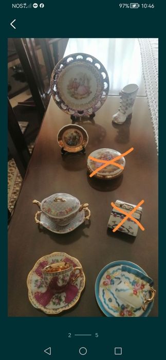 Chávenas almoçoadeiras+caneca+miniaturas+botões