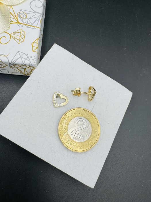Nowe zlote kolczyki proba 585 waga 1,19g