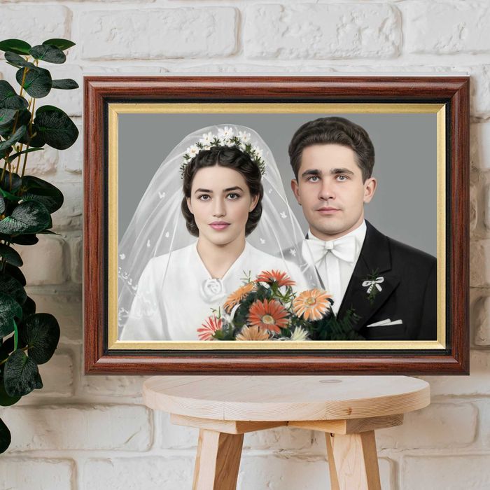 Personalizowane monidło 30x40 cm | Gotowy portret ślubny do powieszenia