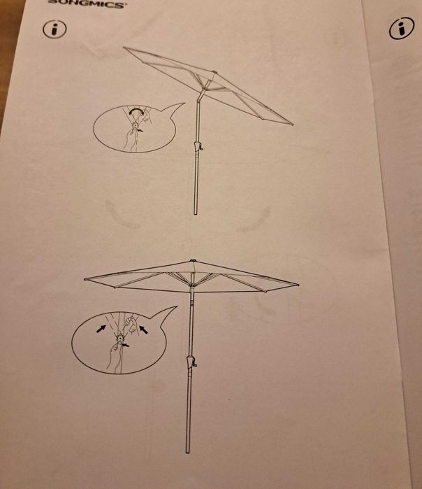 Parasol klasyczny Songmics szary 340 x 246 cm