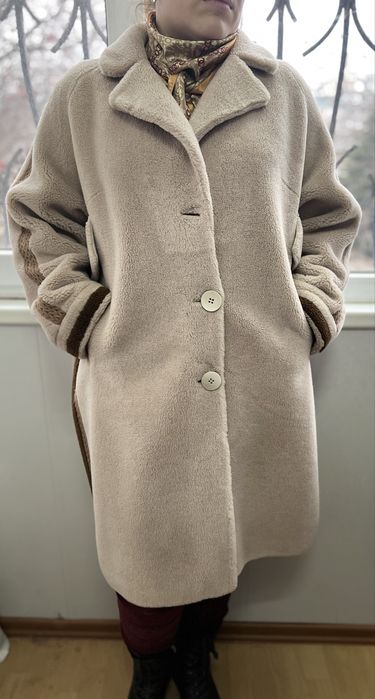 Модна, стильна шубка-пальто Тедді, овчина, 58 розмір