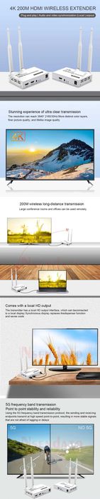 Bezprzewodowy transmiter nadajnik odbiornik 4K 200M 5.8G