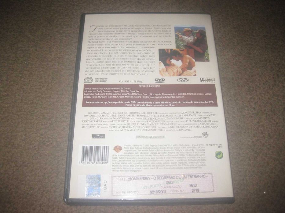 DVD "Sommersby: O Regresso de Um Estranho" com Richard Gere/Raro!