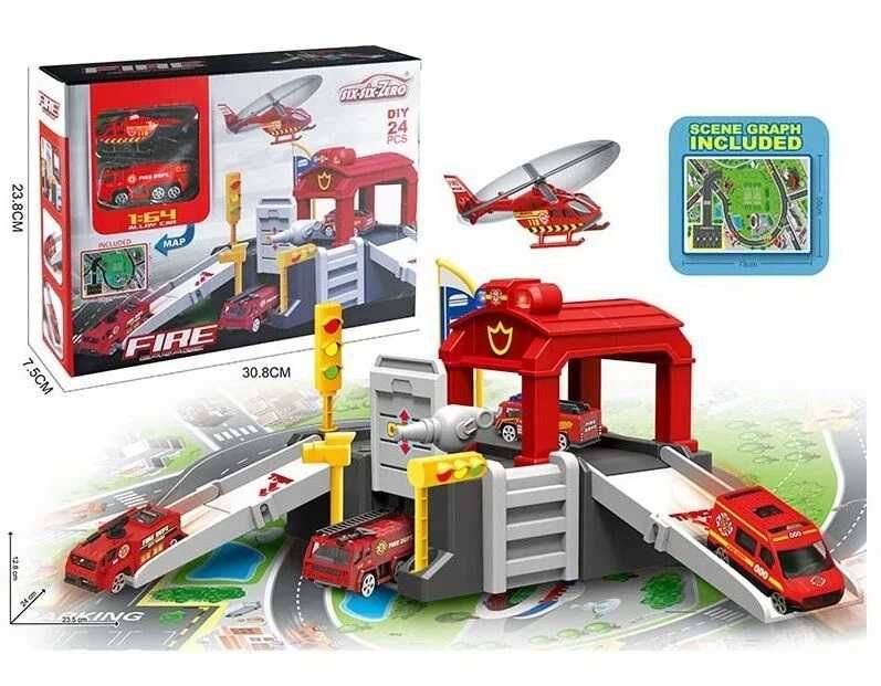 Гараж, трек, парковка, пожежна станція, поліція, карта поле