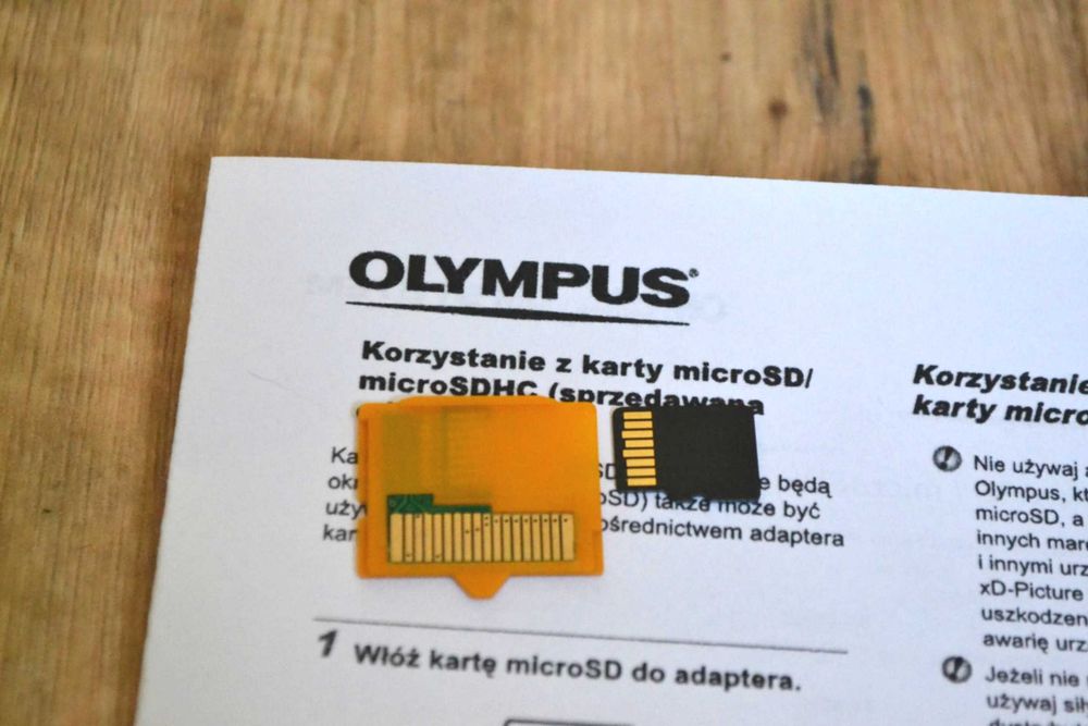 karta MASD zastępująca xD 8GB w przejściówce adapterze do OLYMPUS XD