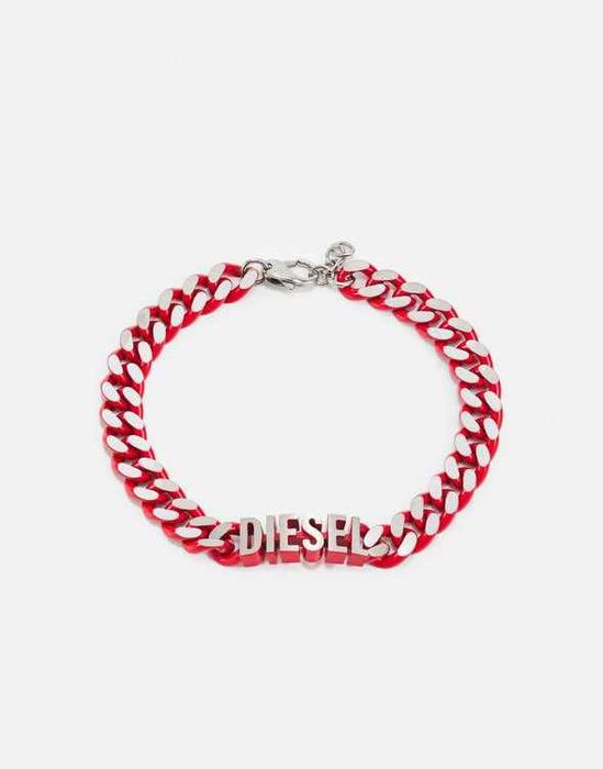 100% ОРИГІНАЛ Diesel red silver logo bracelet браслет чоловічий червоний сріблястий + коробка В НАЯВНОСТІ