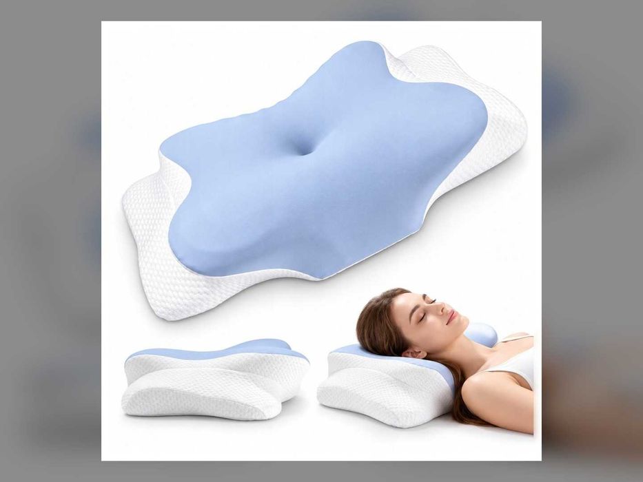 Nowa Poduszka Ortopedyczna Motyl Memory Foam 62x37 cm Profilowana pod Szyję Kark do Spania