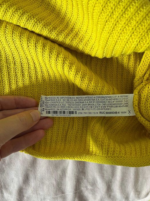 Camisola curta de malha grossa Zara amarelo-lima, 13-14 anos