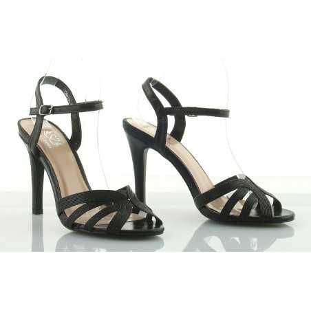 Sandały na szpilce 10 cm. pasek czarne r 39