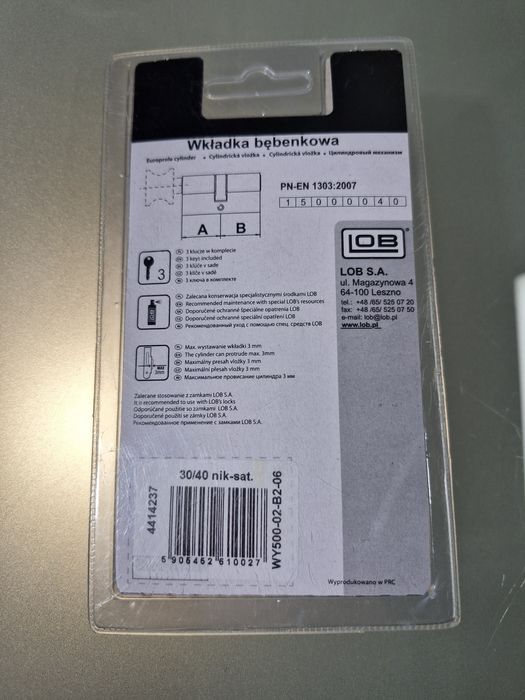 YETI LOB S.A. Wkładka Bębenkowa Nikiel A-B 30/40