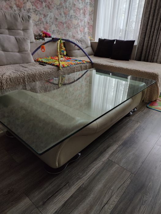 Стол кожаный каленое стекло гостиную зал большой журнальный обеденный ...