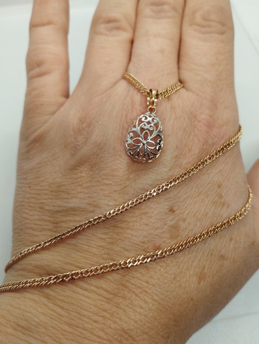 Золотая цепочка с кулончиком двухцветные 3.3 грамма 47 см