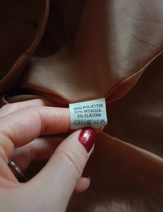 Brązowa ruda marynarka żakiet S 36 elegancka jesień klapy