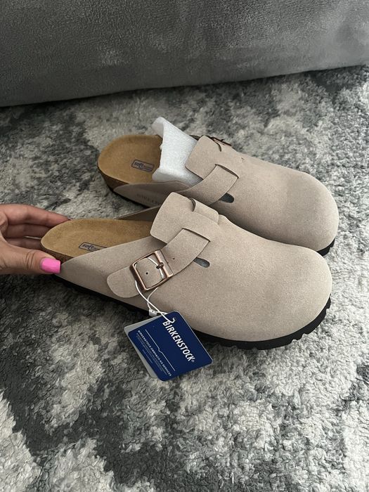 Birkenstock 39 nude bezowe boston arizona klapki mule nieuzywane