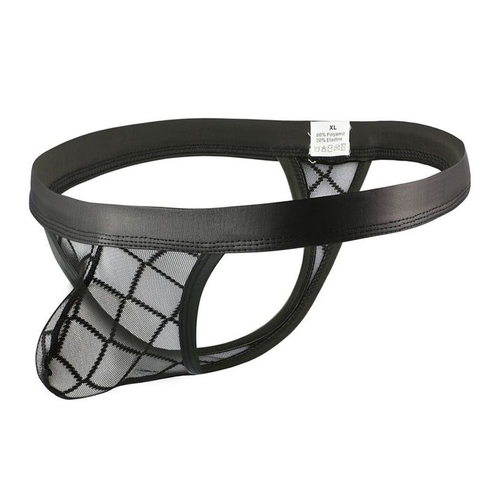 Męskie przeźroczyste stringi siateczkowe w romby elastyczne, sexy - XL