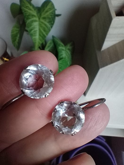 Серьги серебряные с горным хрусталём и браслет серебро