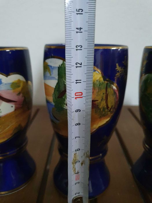 Copos de ceramica azul antigo vintage
