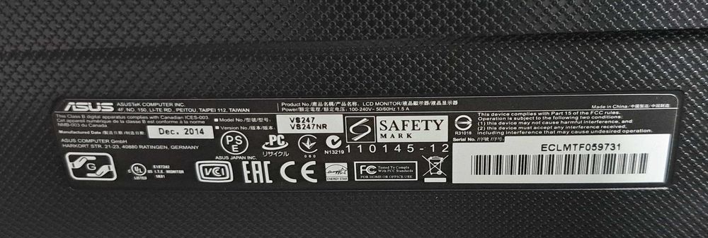 ASUS 24-Inch Monitor VS247NR – Like New – [READ DESCRIPTION]64283780979330123