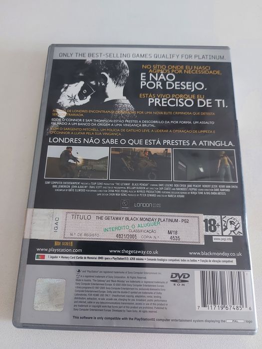 The Getaway Black Monday Playstation 2 Platinum