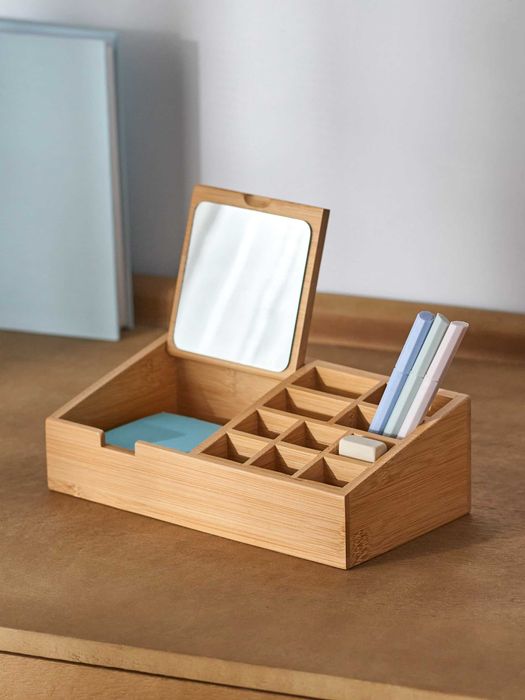 Органайзер для столу з дзеркалом з бамбуку