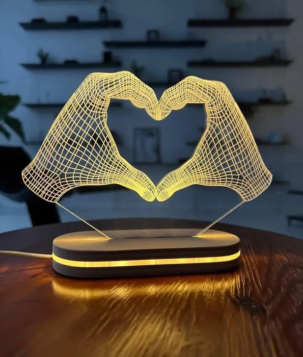 Ночник для влюбленных руки сердце , с USB разъемом , 18/13 см