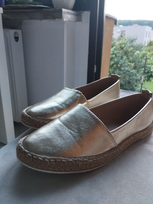 Buty mokasyny złote r. 38 idealne na wiosnę
