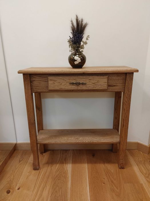 Decohouse - Konsola dębowa z szufladą w stylu rustykalnym, olejowana