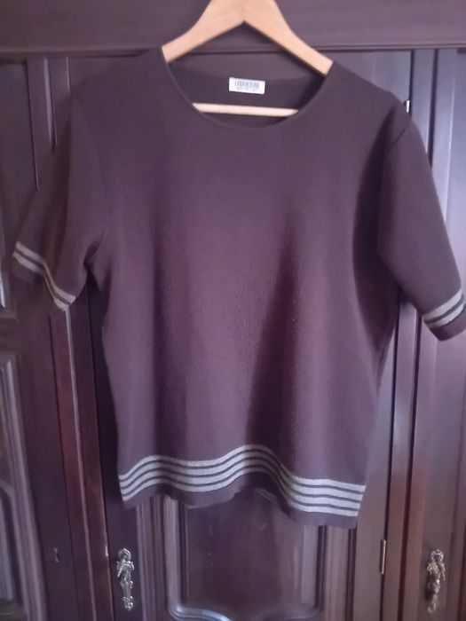 Camisola manga curta de senhora castanho M/L em bom estado