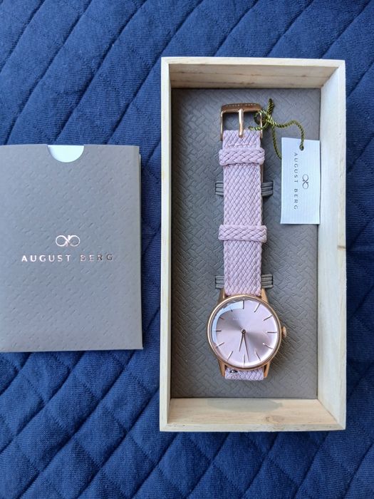 NOWY zegarek August Berg Serenity Pink Perlon - Rose Gold