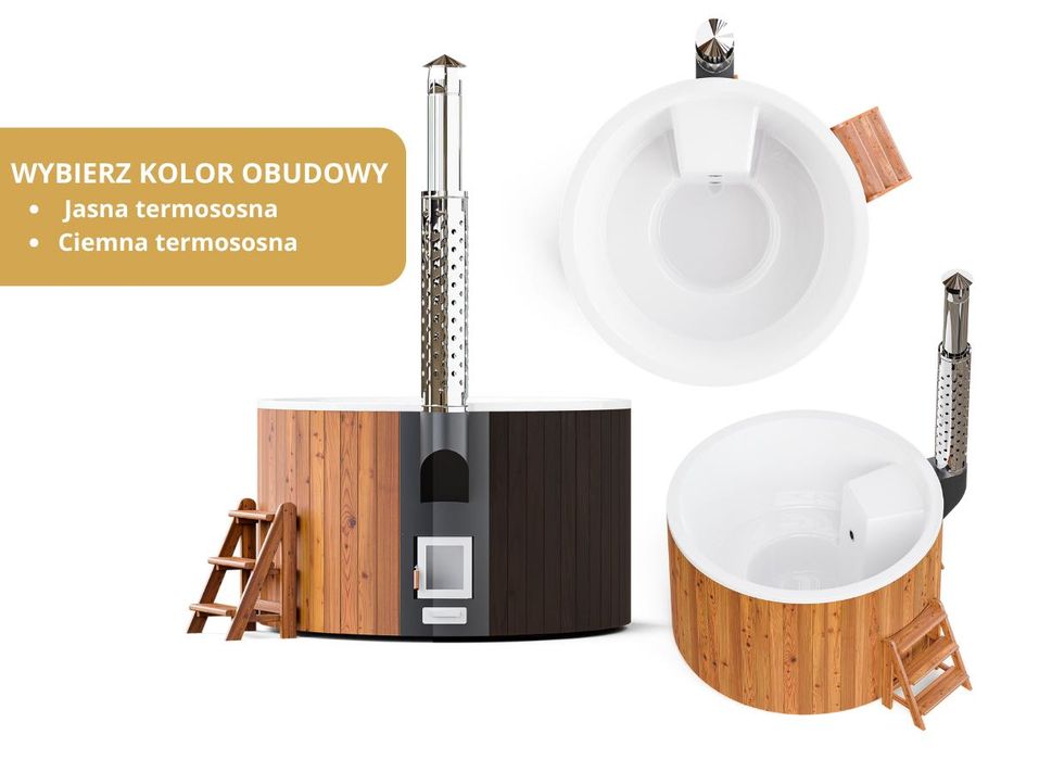 Balia ogrodowa Jacuzzi Gorąca beczka Piec wbudowany Hot Tube Premium