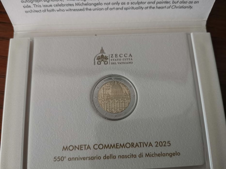 Vaticano 2025 - Moeda comemorativa de 2€ Michelangelo