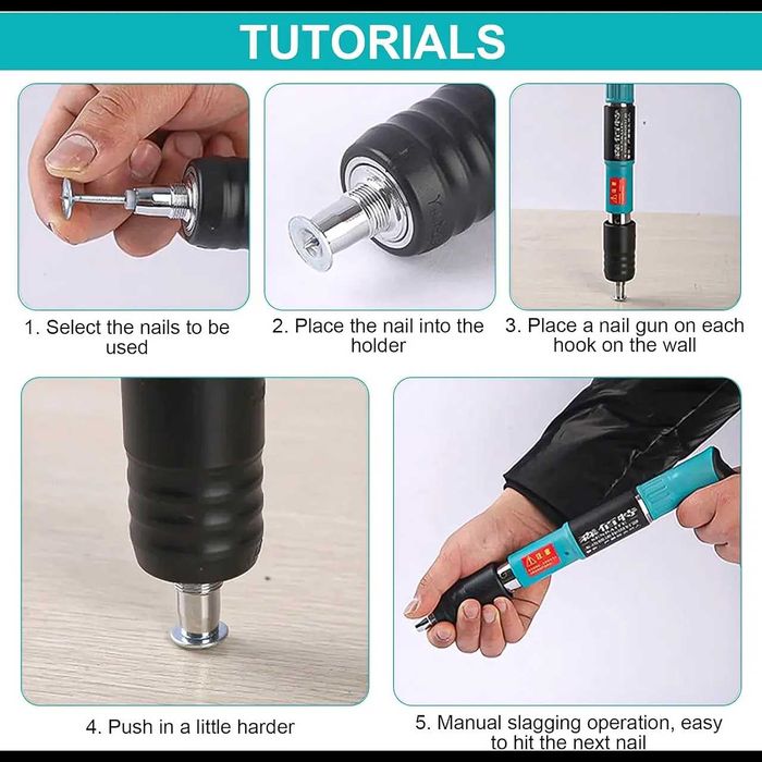 D53- Pistola pregos com 100 pregos Mini pistola aço manual