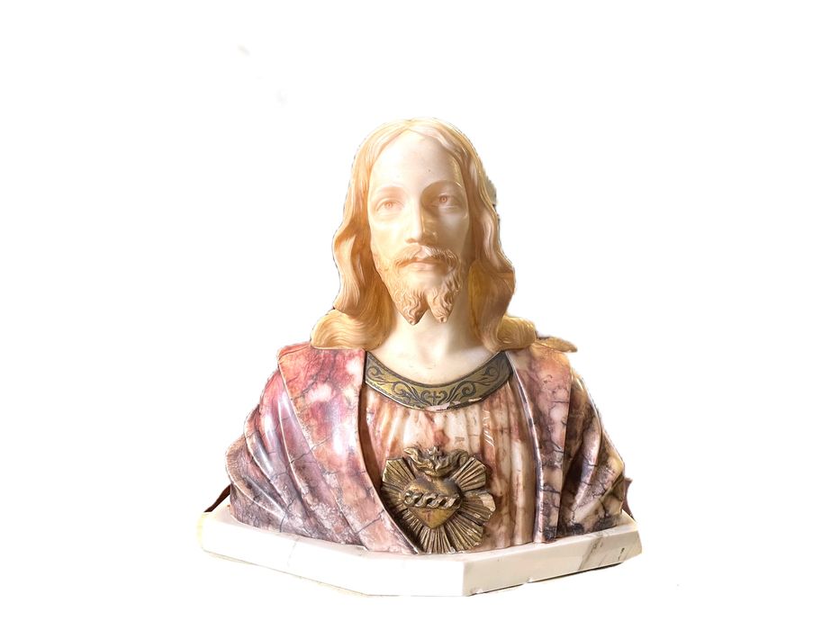 Fabuloso busto escultura ( Coração de jesus ) pedra, arte sacra