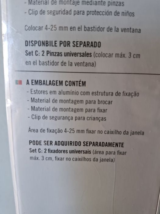 Dois estores venezianas em alumínio branco NOVOS