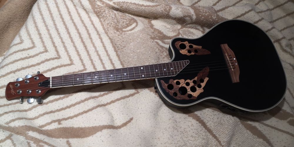 Stagg A2006-BK Shallow Bowl Electro-Acoustic Guitar - Black