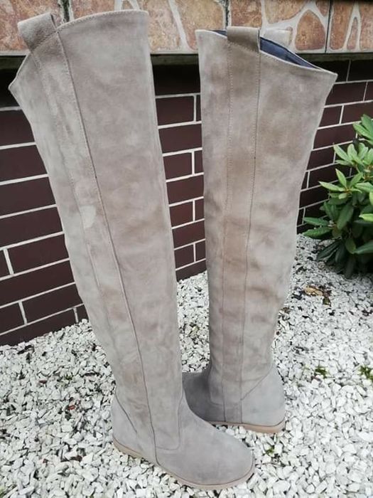 Kozaki muszkieterki wysokie damskie skóra