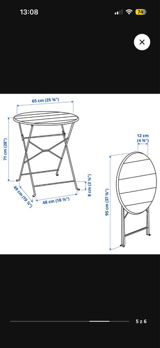 Czerwony komplet balkonowy Ikea Sundso okrągły stolik & 2 krzesła