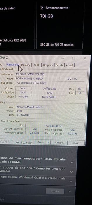 PC gamer i9 9° geração RTX 2070 super